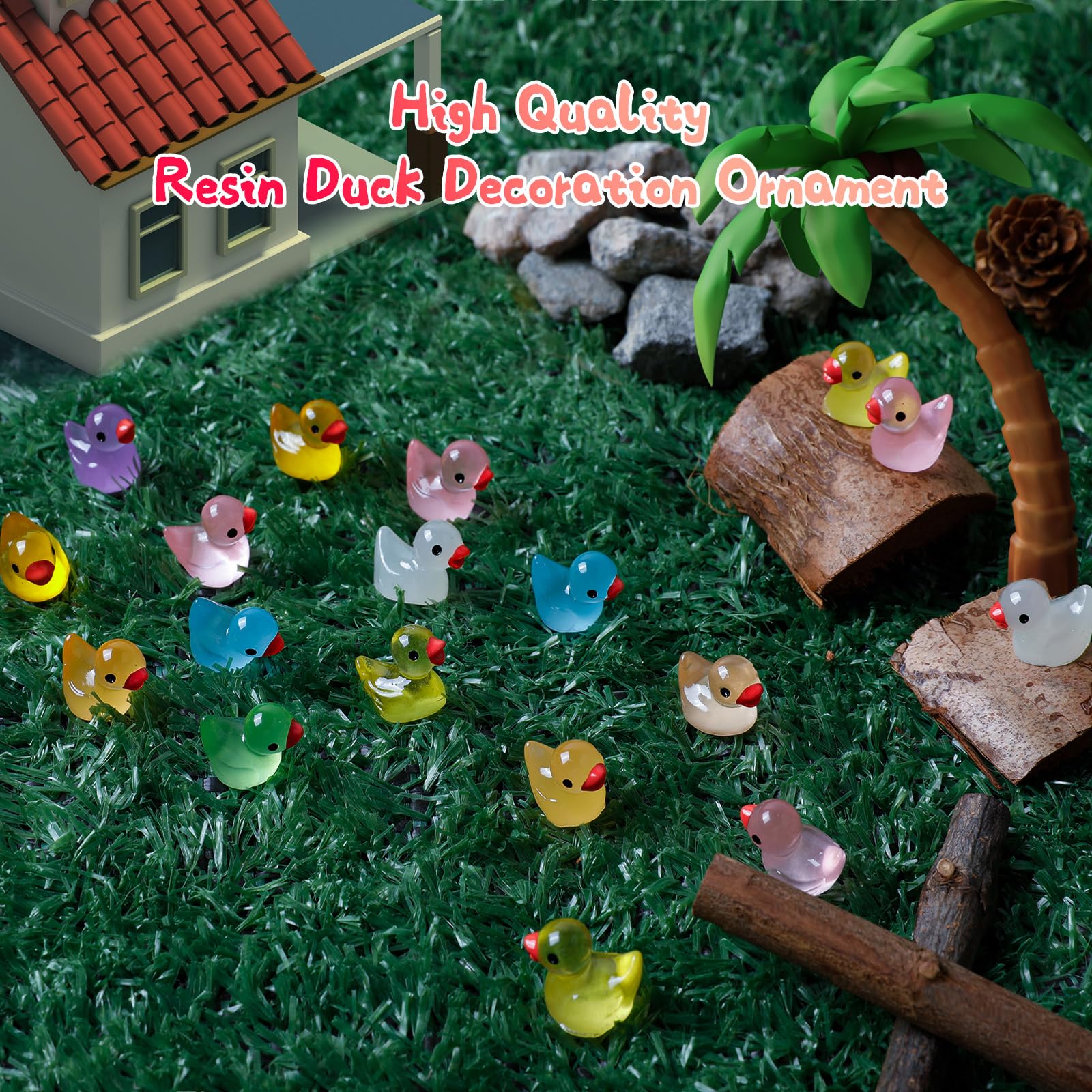 SubTack 100 Mini Patitos De Resina Amarillos – Decoración Para Jardín, Acuarios, Macetas Y Manualidades, Figuras Pequeñas Ideales Para Micro Paisajes Y Regalos Creativos