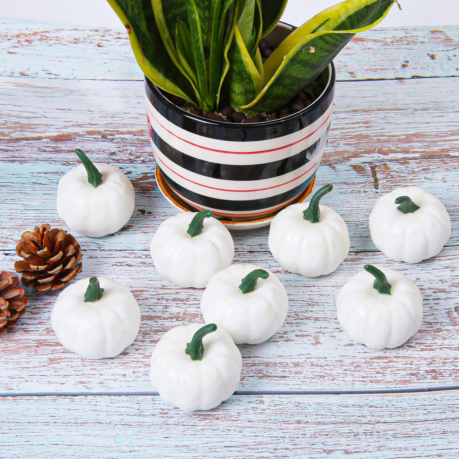 24 Pack Mini Artificial Pumpkins - Small Lifelike Foam Pumpkins For Fall, Thanksgiving & Halloween Decor