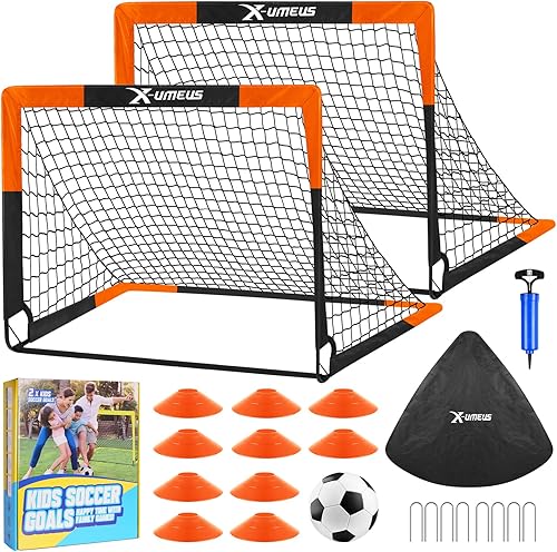 Miniatura 7 de Kids Soccer Goals for Backyard Set of 2, 4x3 ft Portable Pop Up Soccer Goal Training Equipment with Soccer Ball, Ladder and Cones, Soccer Nets for