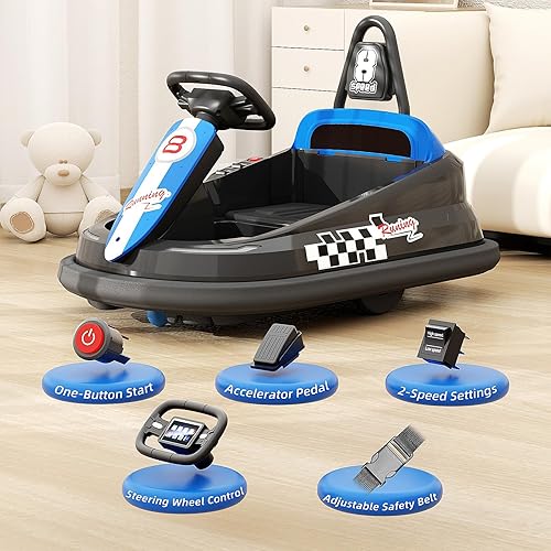 Miniatura 3 de Glaf Coche de parachoques eléctrico para niños pequeños con luces LED giratorio de 360 grados y música, regalos de cumpleaños para niños y niñas