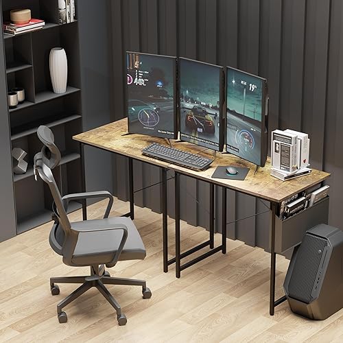 Miniatura 5 de YSSOA Escritorio para espacios pequeños con ganchos para auriculares, diseño moderno y simple, adecuado para estudio, oficina en casa y habitación