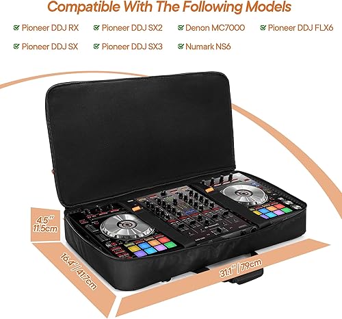 Miniatura 4 de Rexmica Bolsa de transporte compatible con Pioneer XDJ RXDDJ SXDDJ SX2  DDJ SX3  Denon MC7000  Numark NS6, bolsa de almacenamiento para controlador