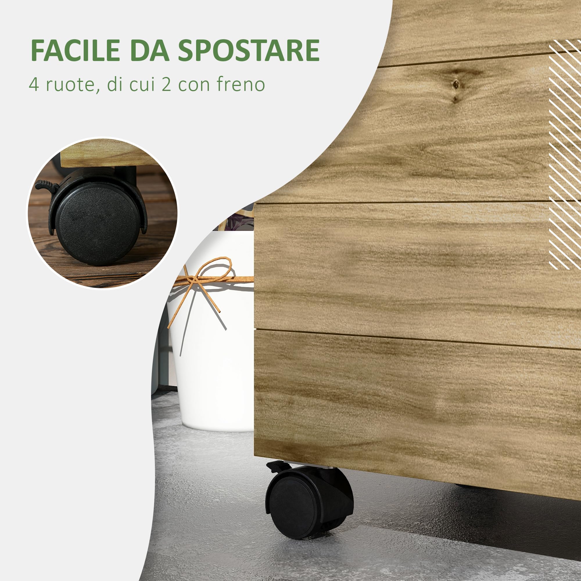 Outsunny Letto per Orto Rialzato da Esterno con Grigliato e 4 Rotelle, Fioriera da Esterno con Traliccio in Legno di Abete, per Fiori e Verdure, per Giardino e Balcone, 76x30x155 cm, Color Legno
