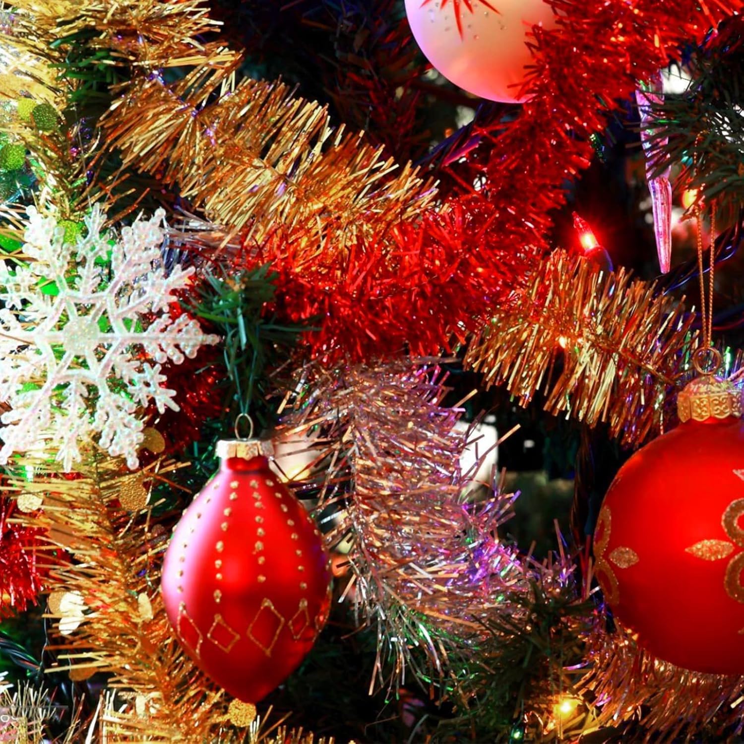 25 Feet Christmas Foil Fringe Garland Metallic Tassle Banner Wall Hanging Tinsel Streamers Backdrop for Parade Floats, Birthday, Halloween Party Decorations (4" x 25', Champagne Gold) - Image 6