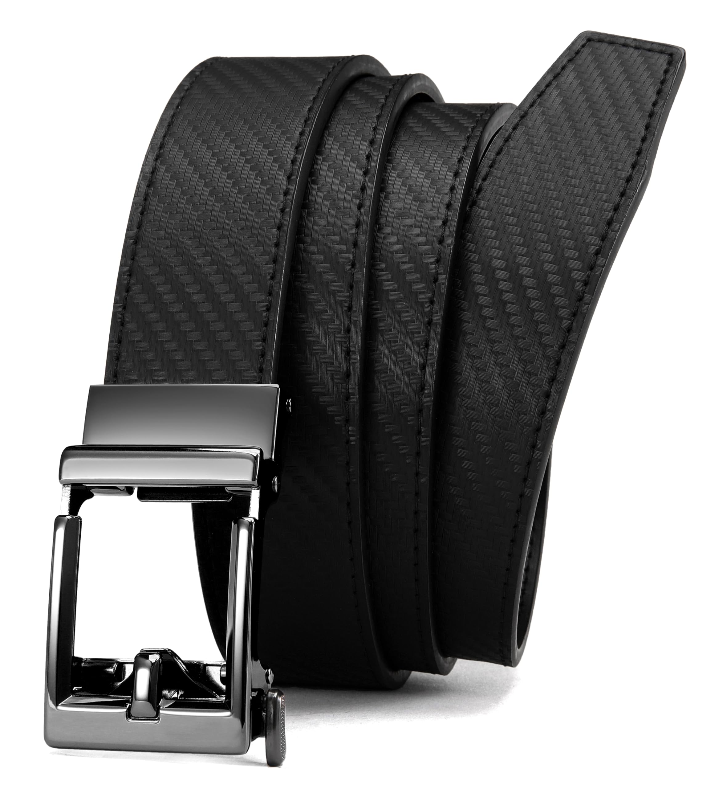 CHAOREN Men's Automatic Belt Leather Ratchet for Business Casual Suit 35 mm without Holes Leather Belt