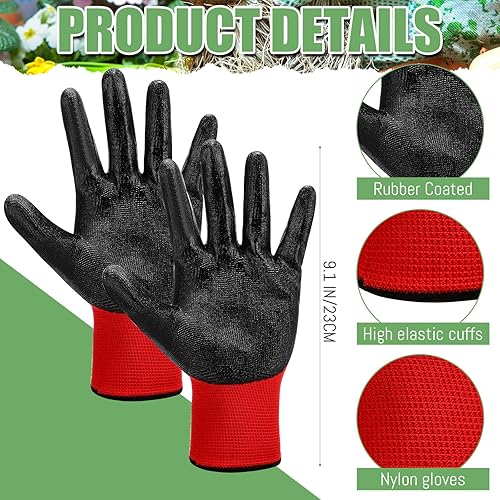 Miniatura 4 de Sintuff 120 pares de guantes de jardinería para mujeres y hombres, guantes de jardín antideslizantes con revestimiento de goma transpirable a granel