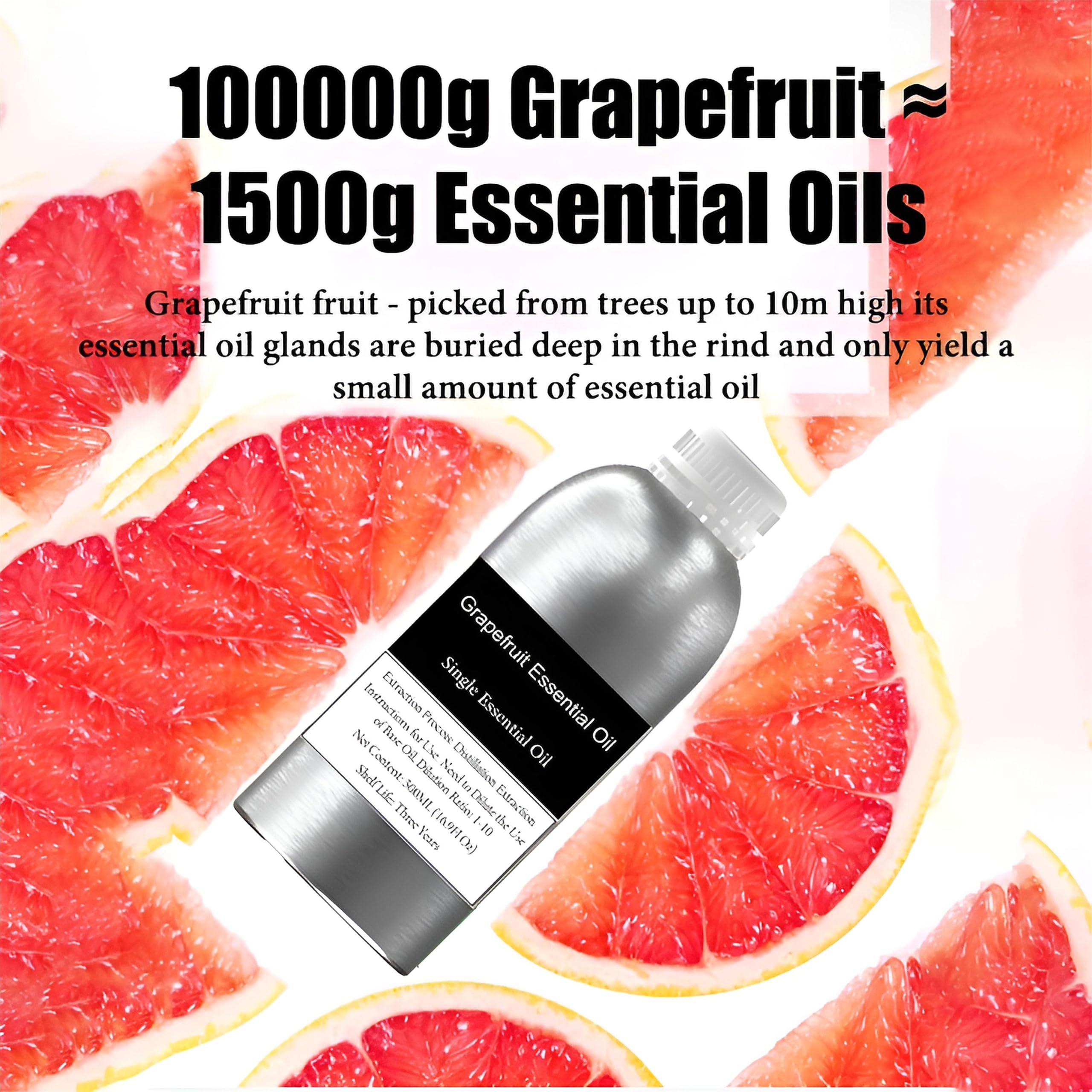 100% reines ätherisches Grapefruitöl für die Haut- und Haarpflege, zur Herstellung von Kerzen und Seife, Bio-Grapefruitöl in therapeutischer Qualität zur Gewichtsabnahme, Aromatherapieöl(500ml)