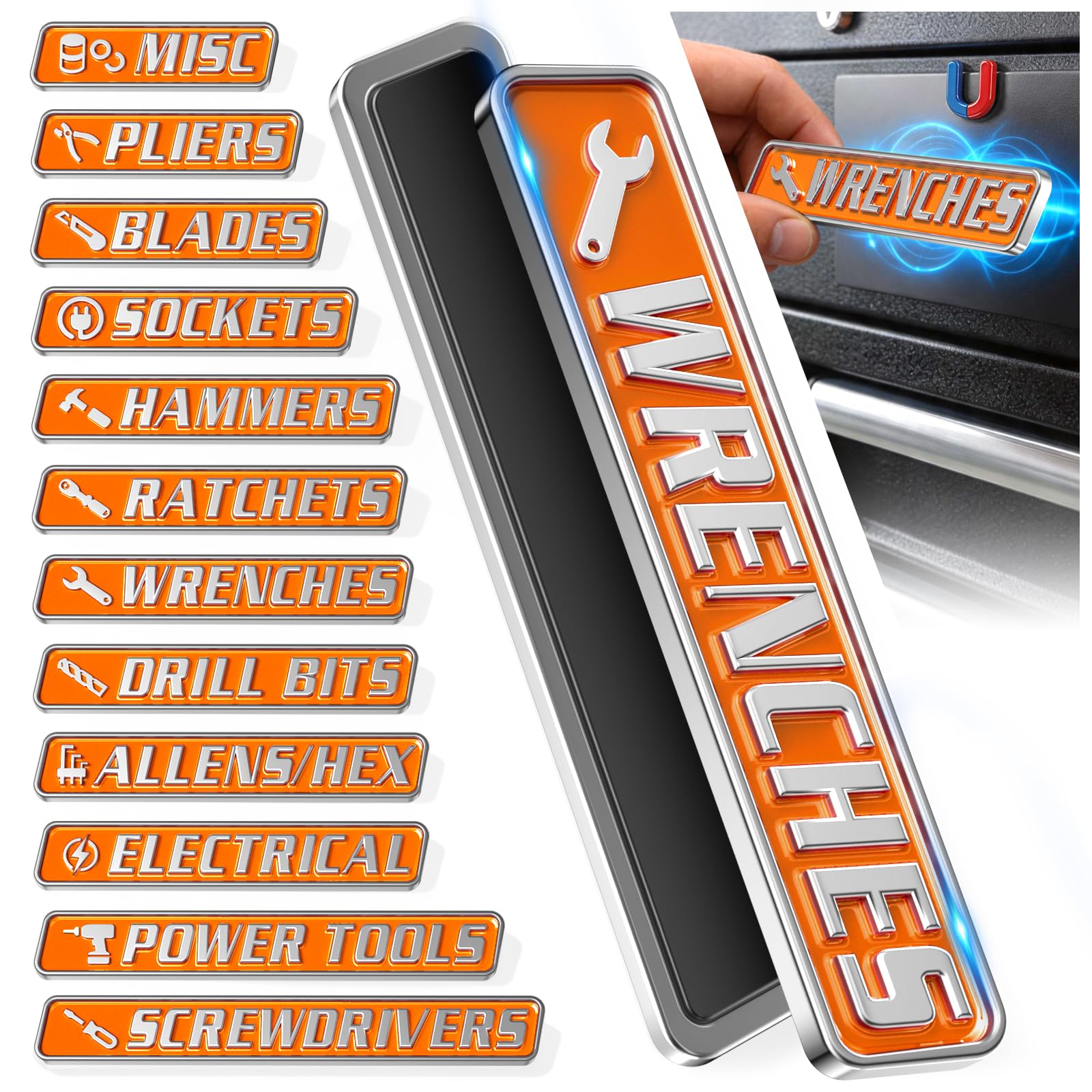 Metal Magnetic Tool Labels - Durable & Reusable -11
