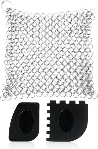 BBQ-Toro 3-teiliges Reinigungs Set für Dutch Oven | mit Ringreiniger und Grill Schaber Gusseisen Reinigungsset | Pflegeset für Gusseisen | Grillschaber Kunststoff,…