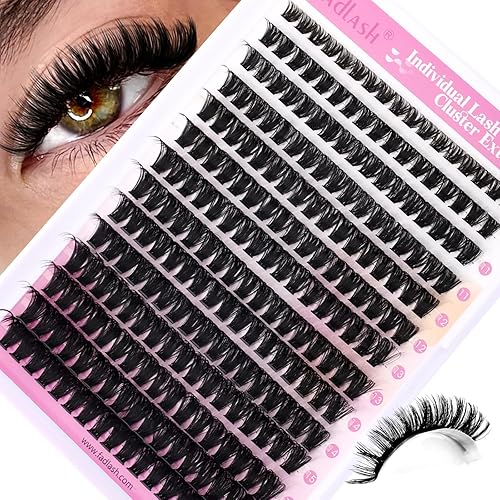 Miniatura 44 de FADLASH Racimos de pestañas Wispy 280 piezas, racimos de pestañas individuales de aspecto natural, rizado D 40D, racimos de pestañas suaves y
