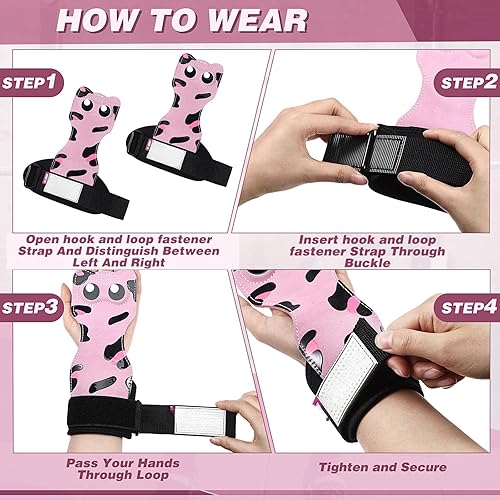 Miniatura 3 de Correas de muñeca de levantamiento de pesas con cojín para muñeca, correas de entrenamiento de gimnasio de doble capa de cuero con bolsa de