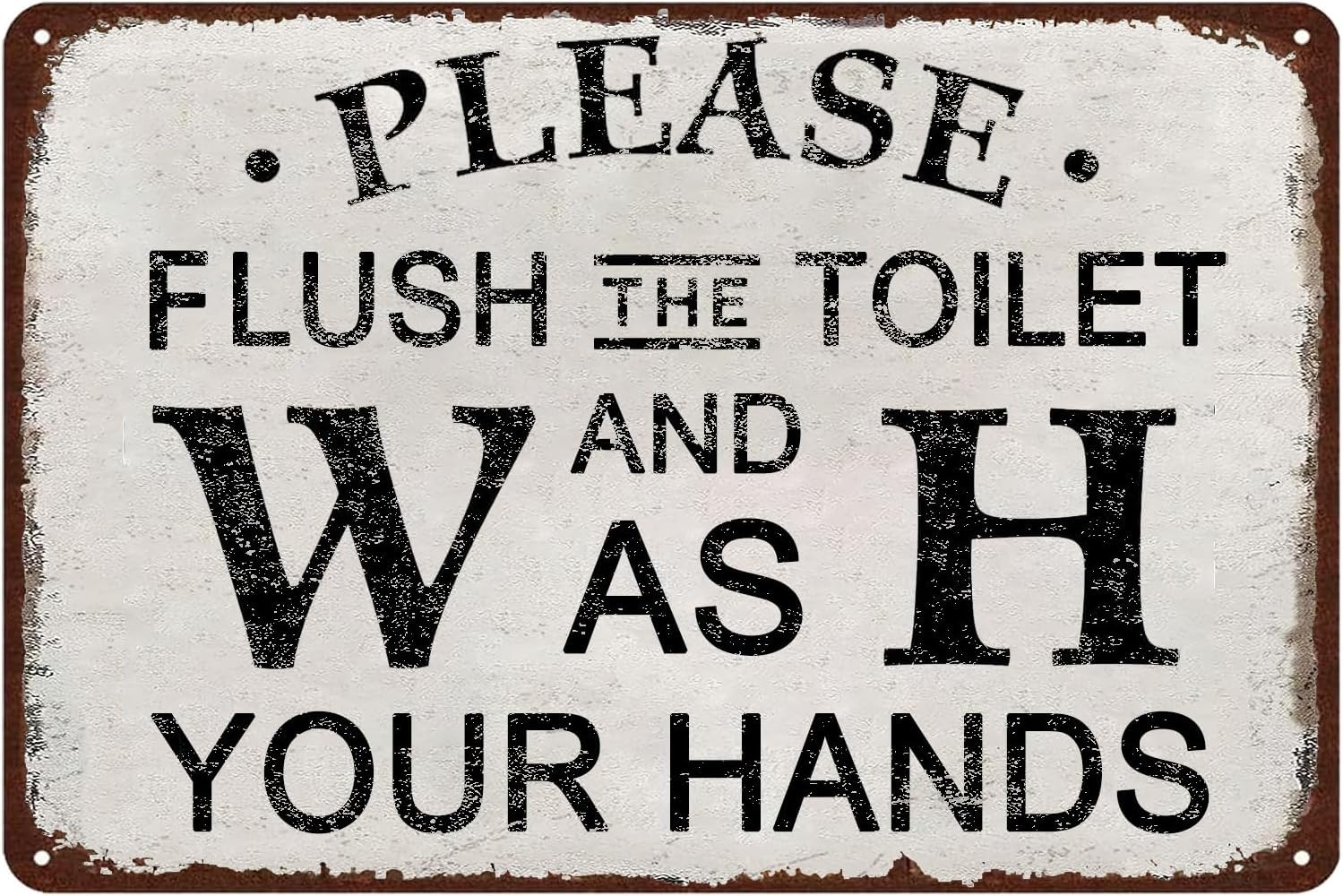 Anceky Vintage Tin Sign Pleasesh The Toilet And Wash Your Hands Bathroom Metal Sign, Rustic Plaque Home Office Bar Cafe Wall Decor 8x12 Inch