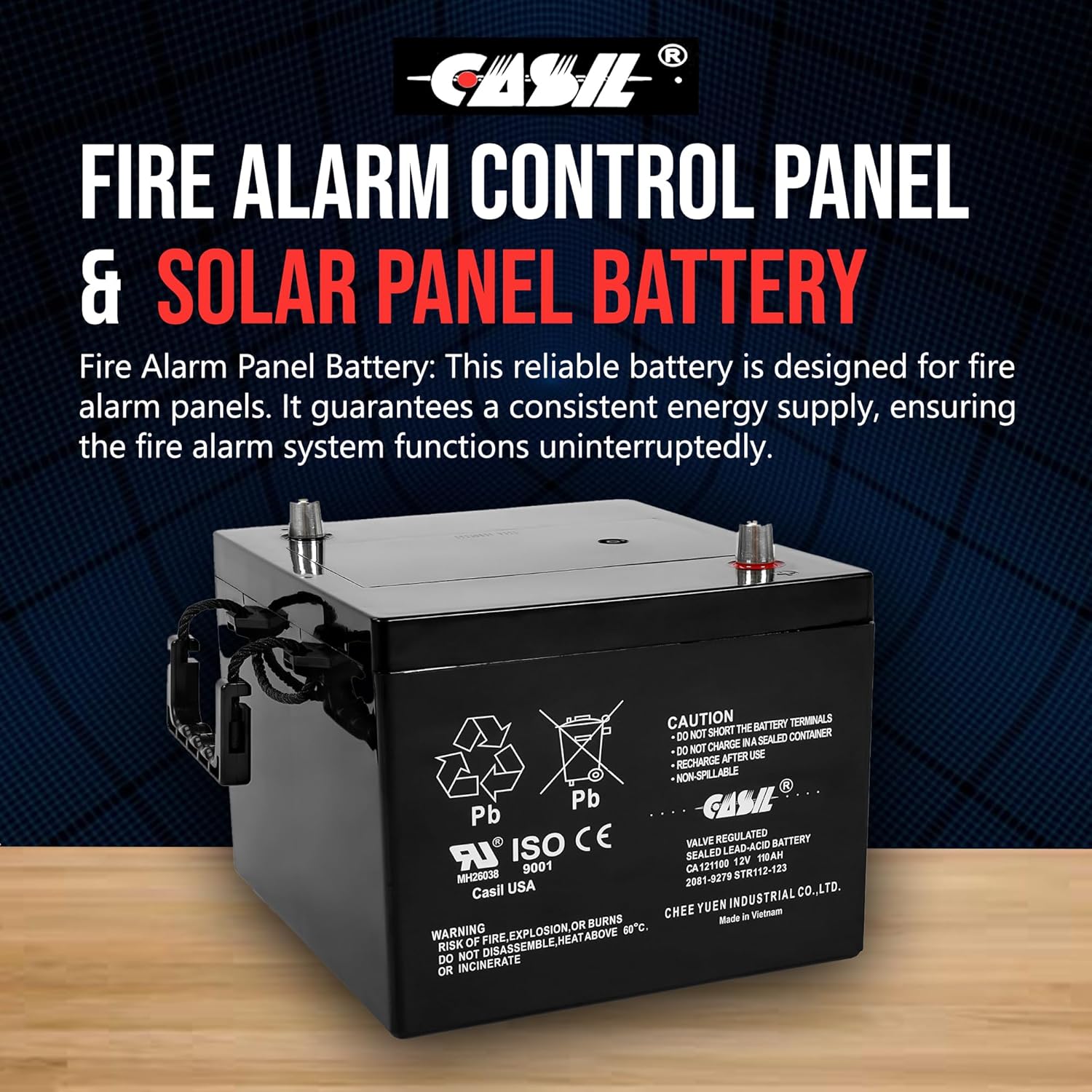 Casil Simplex 2081-9279 12V 110Ah Battery – High-Performance Replacement for Simplex Fire Panels, Reliable Long-Lasting Power, Maintenance-Free AGM Design for Safety Systems
