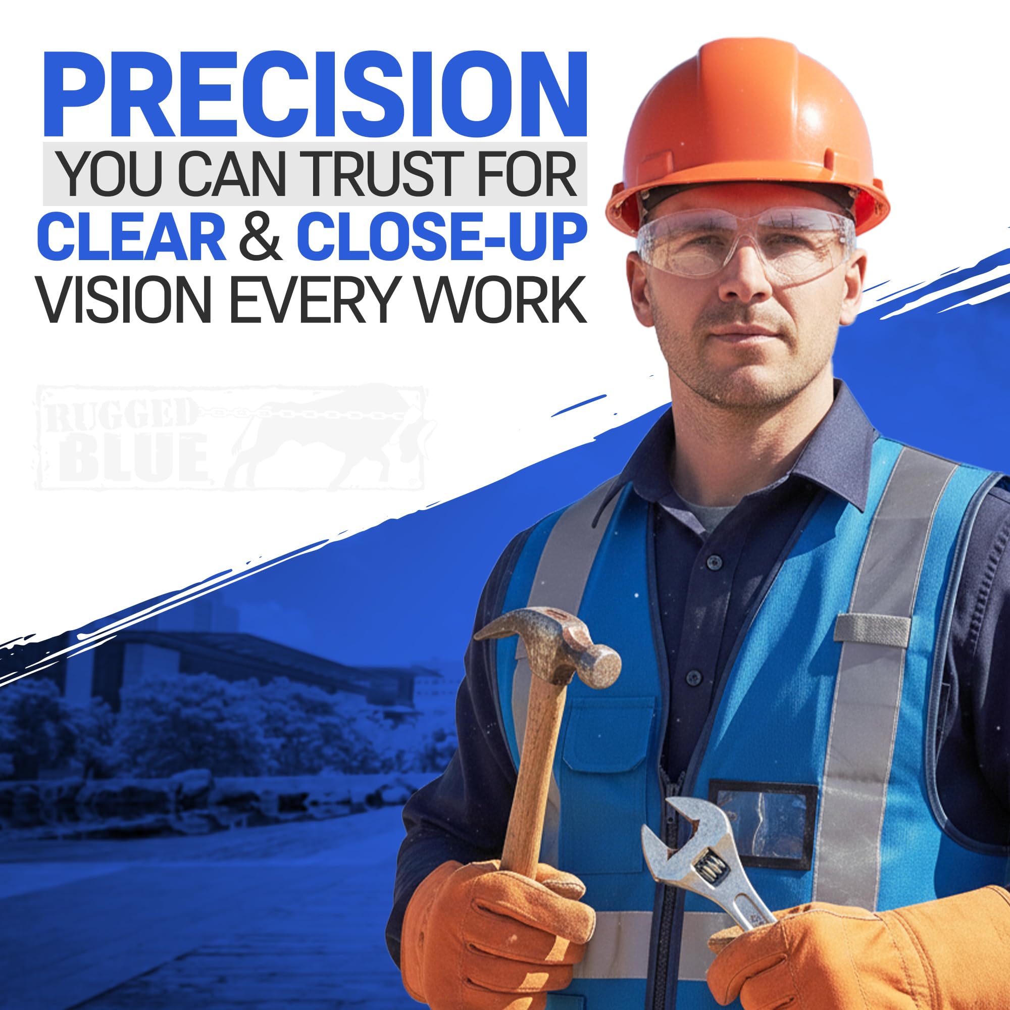 Resistente azul lector gafas de seguridad, color transparente, 2.0 Diopter Strength, 1 Pair - 2.0 Dopter