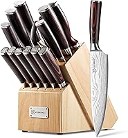 Vista 10 de KEEMAKE Juego de cuchillos de cocina, 3 cuchillos afilados de acero inoxidable de alto carbono para cocina con mango ergonómico, juego de cuchillos