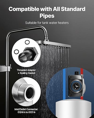 Miniatura 6 de VEVOR Bomba de recirculación de agua caliente, con temporizador, kit de bomba de recirculación instantánea de 10 GPM, sistema de circulación de