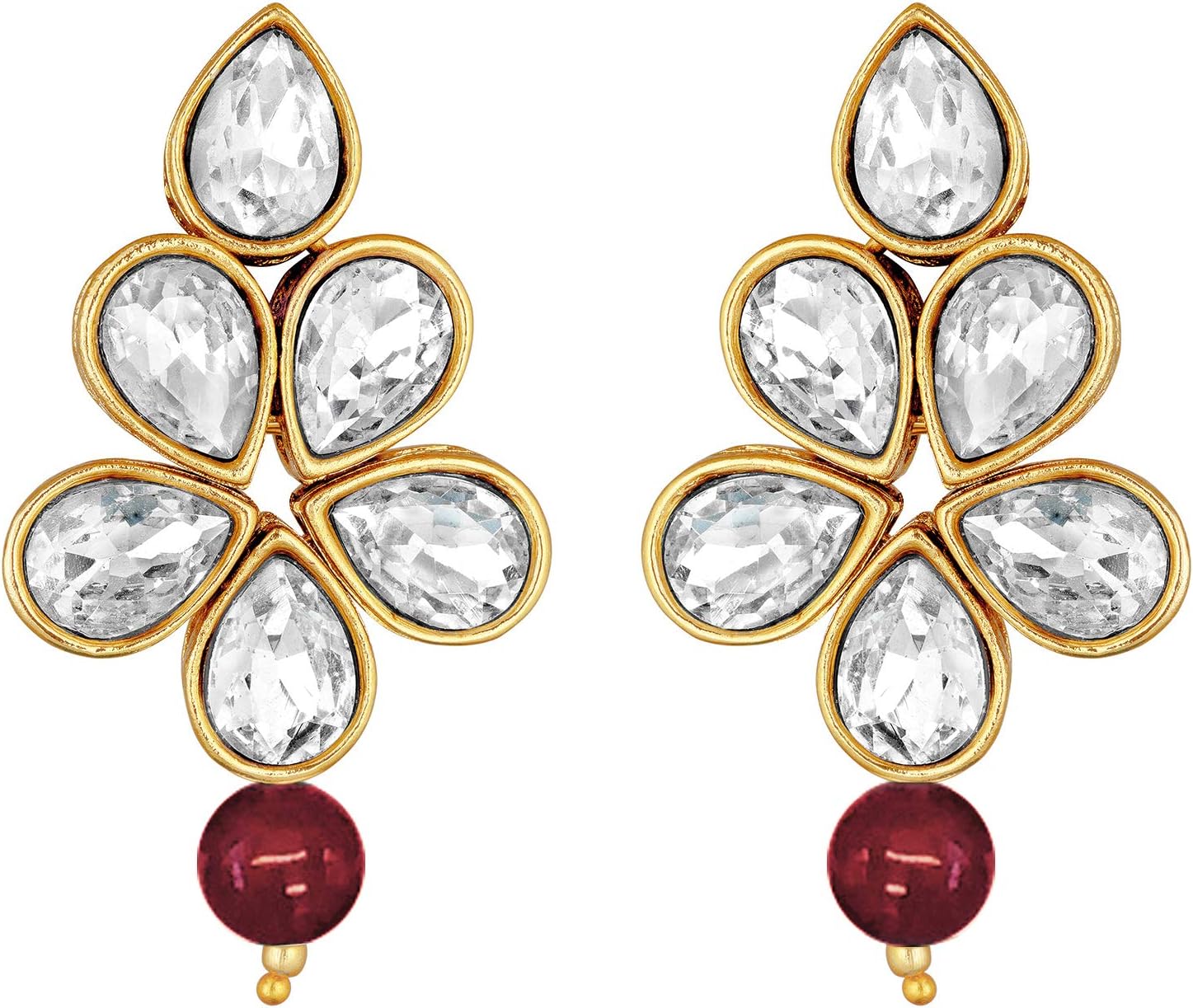 Aheli Floral Crystal Pearl Necklace with Drop Earrings Indian Traditional Bollywood Ethnic Jewelry Set Gift for Women - Image 6