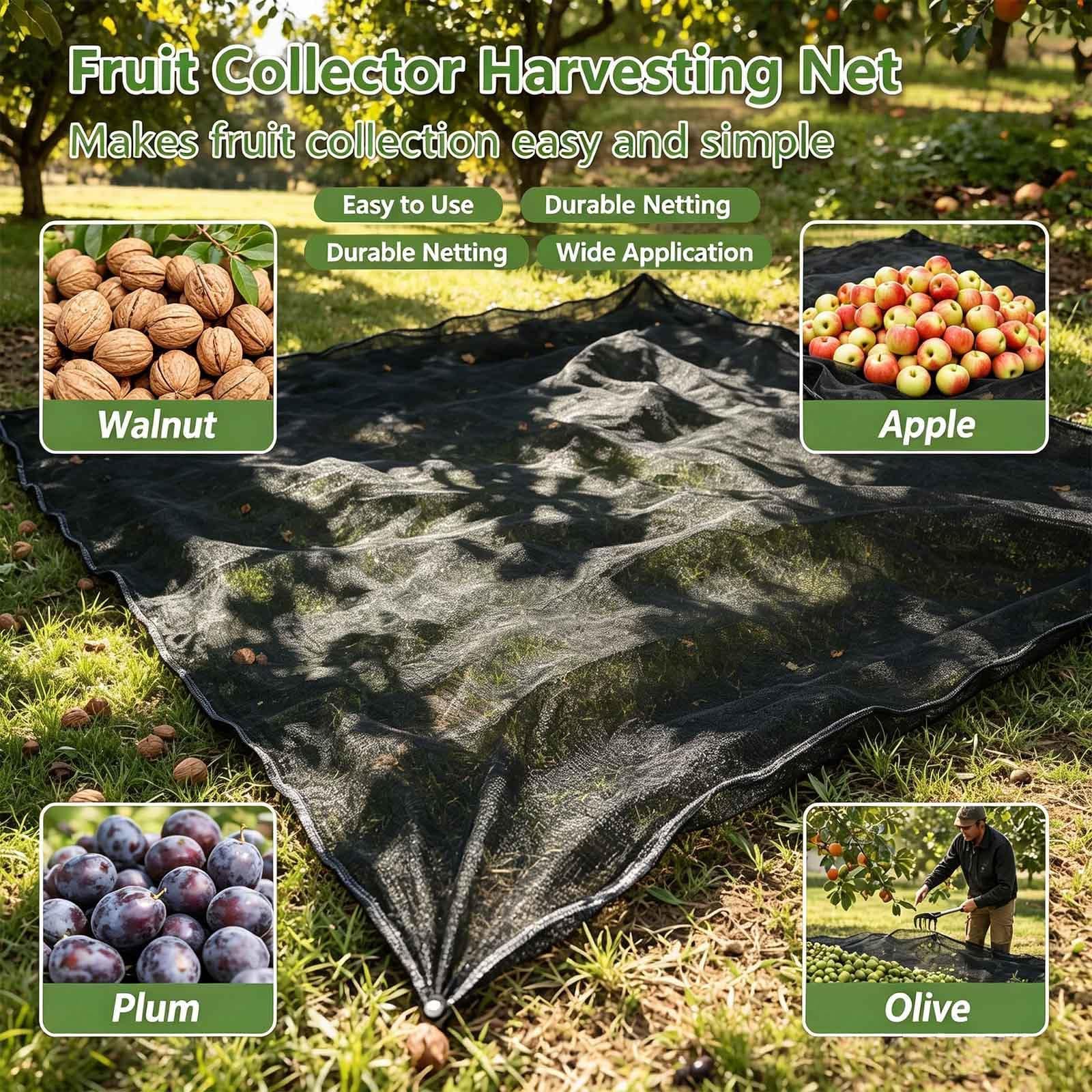 Manto para Recolección De Frutos, Resistente, Reutilizable Red para Manzanos con Corte Central para Olivo, Nogal, Pacano, Castaño,Round-16×16FT(5 * 5m)