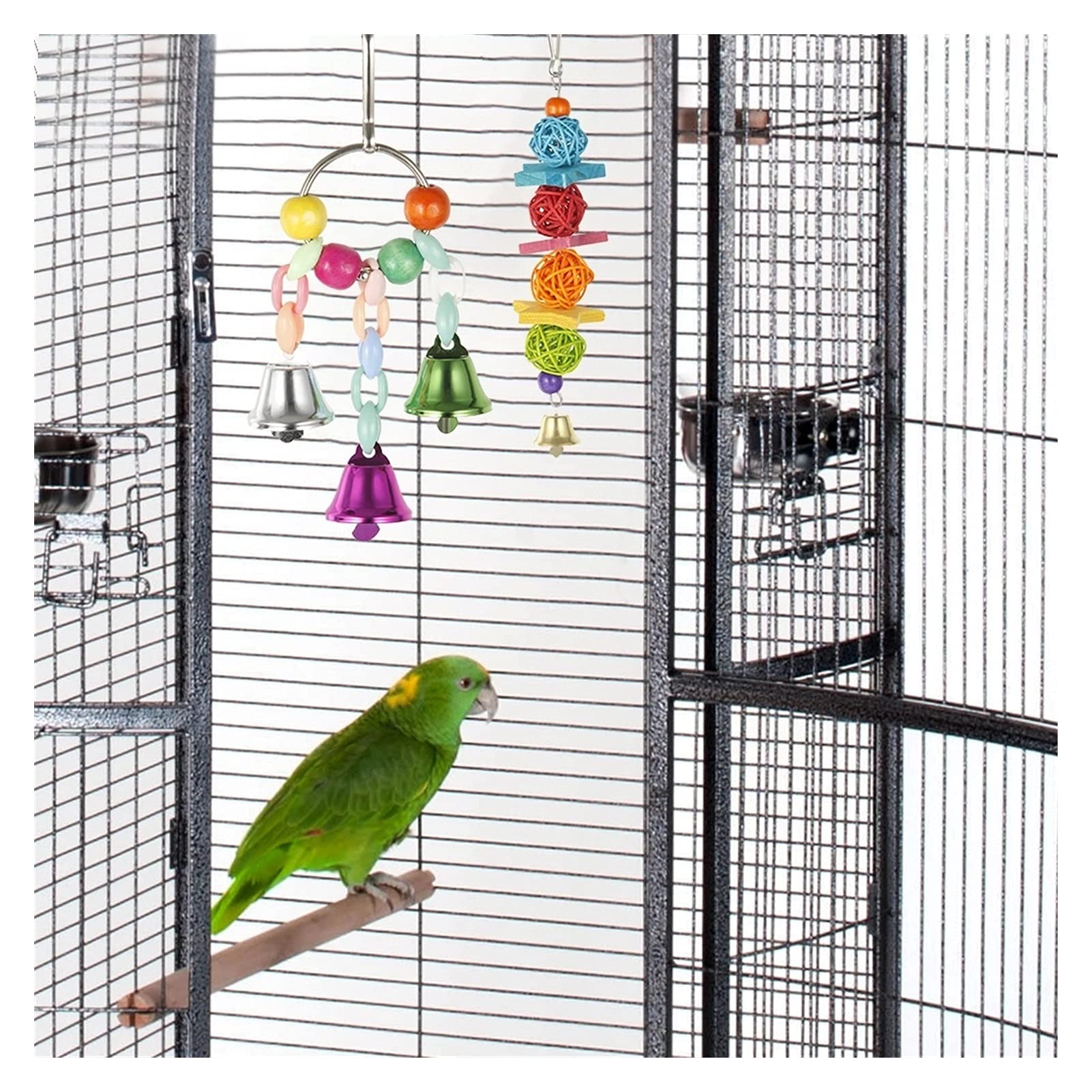 Zabawki dla ptaków 10 paczek Bird Huśtawka Zabawki do żucia Parrot Hammock Bell Zabawki Papuga Klatka Zabawki Ptak Pierście z koralikami z drewna Wiszące dla małych paraketów