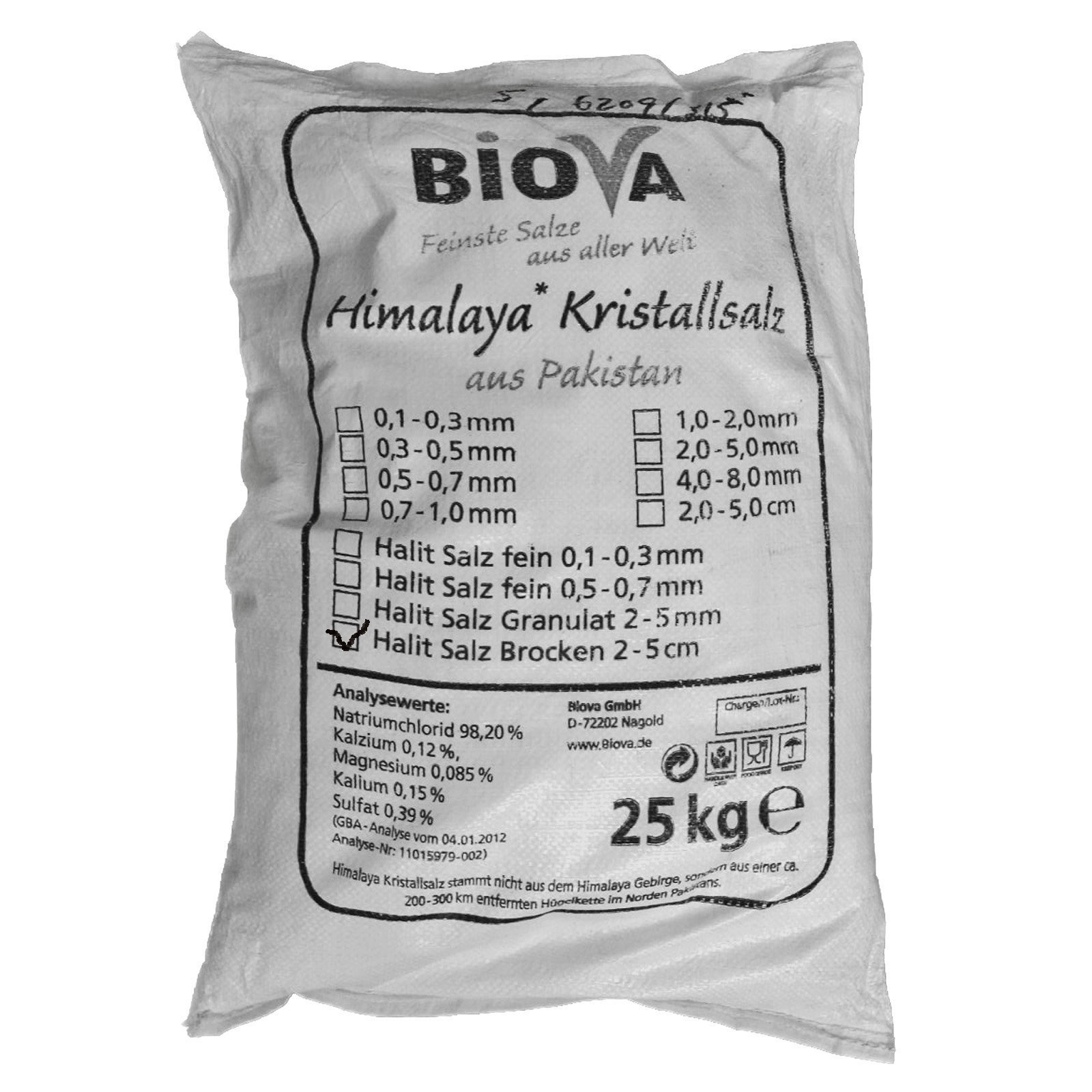 Biova Kubisches Halitsalz 25 kg Brocken 3 - 5 cm