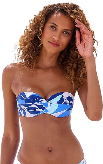 LASCANA Womens Tropical Print Bandeau Bikini Top - Strapless Swimwear with Bold Design