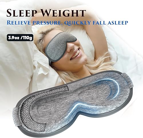 Miniatura 3 de Máscara de ojos ponderada para dormir, máscaras de ojos para dormir con correa ajustable, extensiones de pestañas para mujeres y hombres, contorno