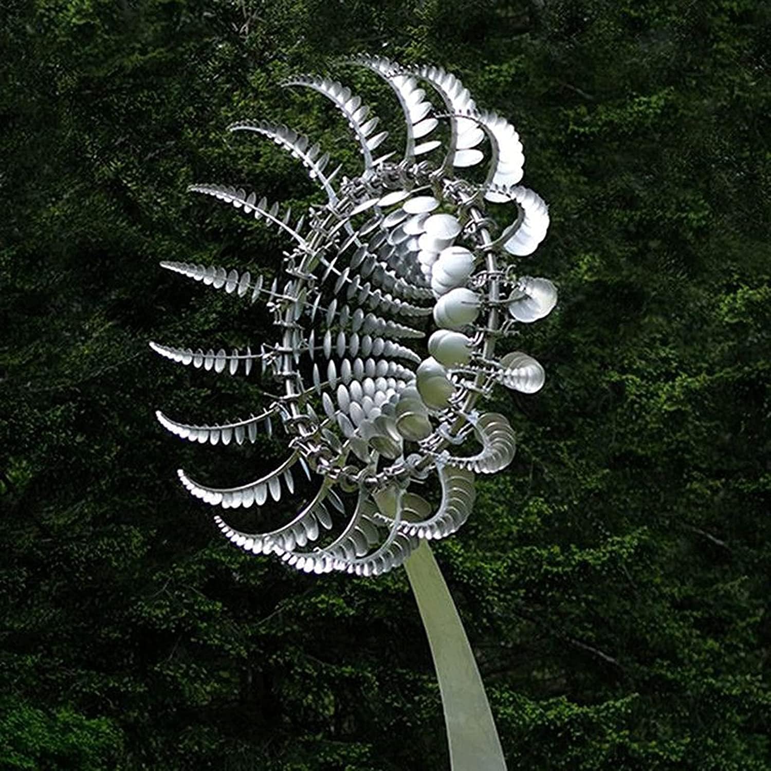 Magical Metal Windmill, Wind Spinners for Yard and Garden, 3D Wind Sculptures Spinners, Art Decorations for Garden Outdoor Yard Lawn Patio(Color:Silver)