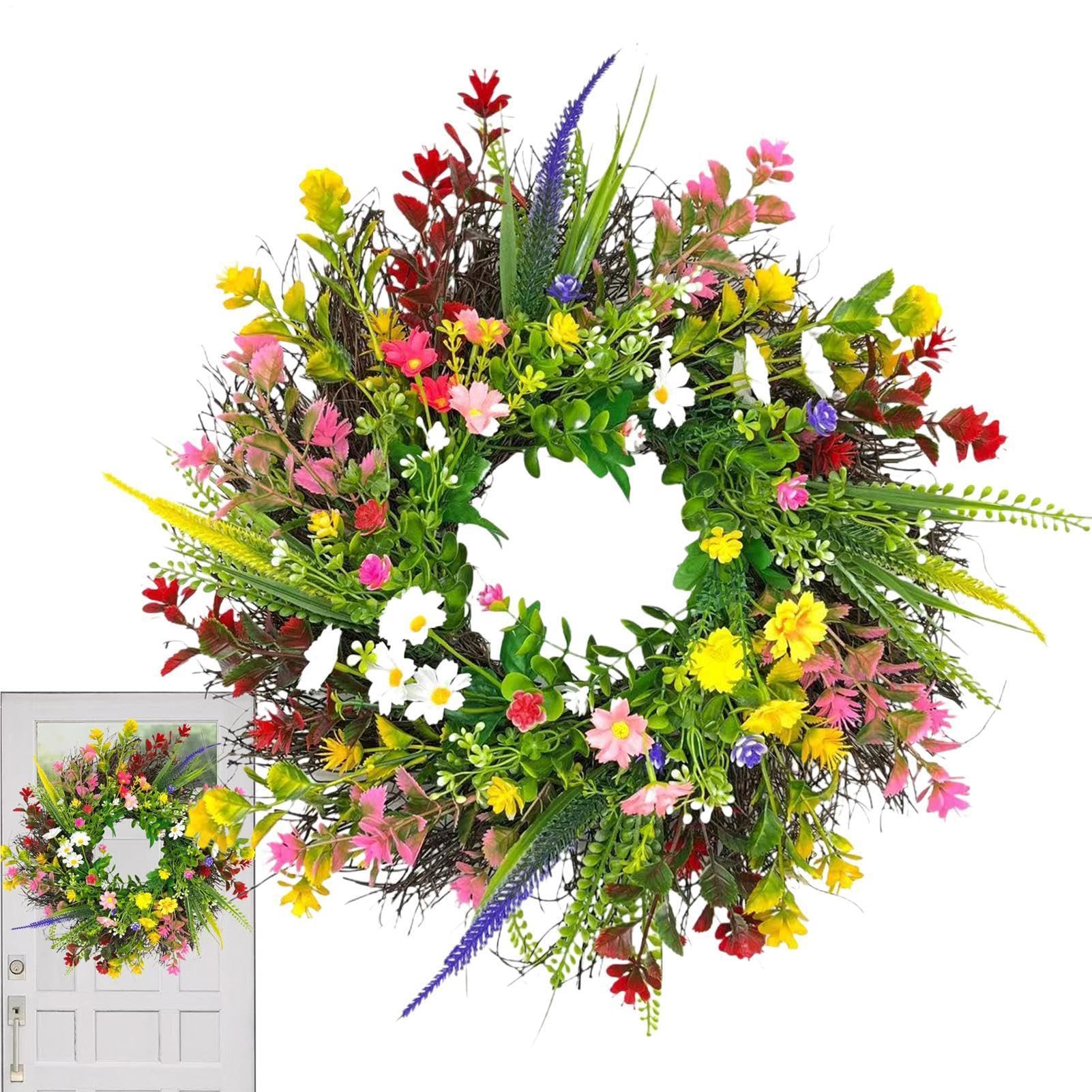 Couronne florale artificielle anti-UV pour porche en plein soleil