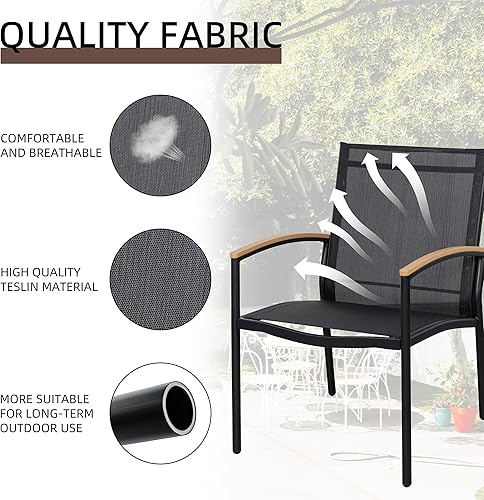 Miniatura 2 de Shintenchi Juego de 3 piezas de bistró de patio, juego de bistró de tela de textileno para exteriores, sillas de porche delantero de tela de