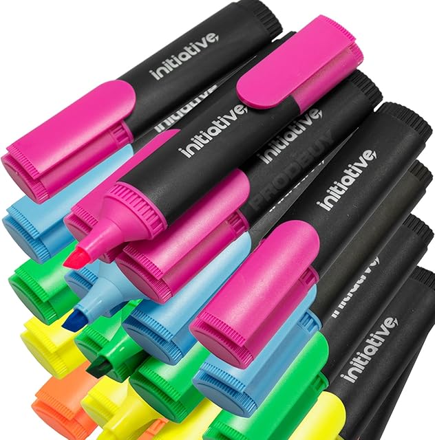 [Pack of 50] Assorted Colour Fluorescent Wedge Tip Highlighter Pens