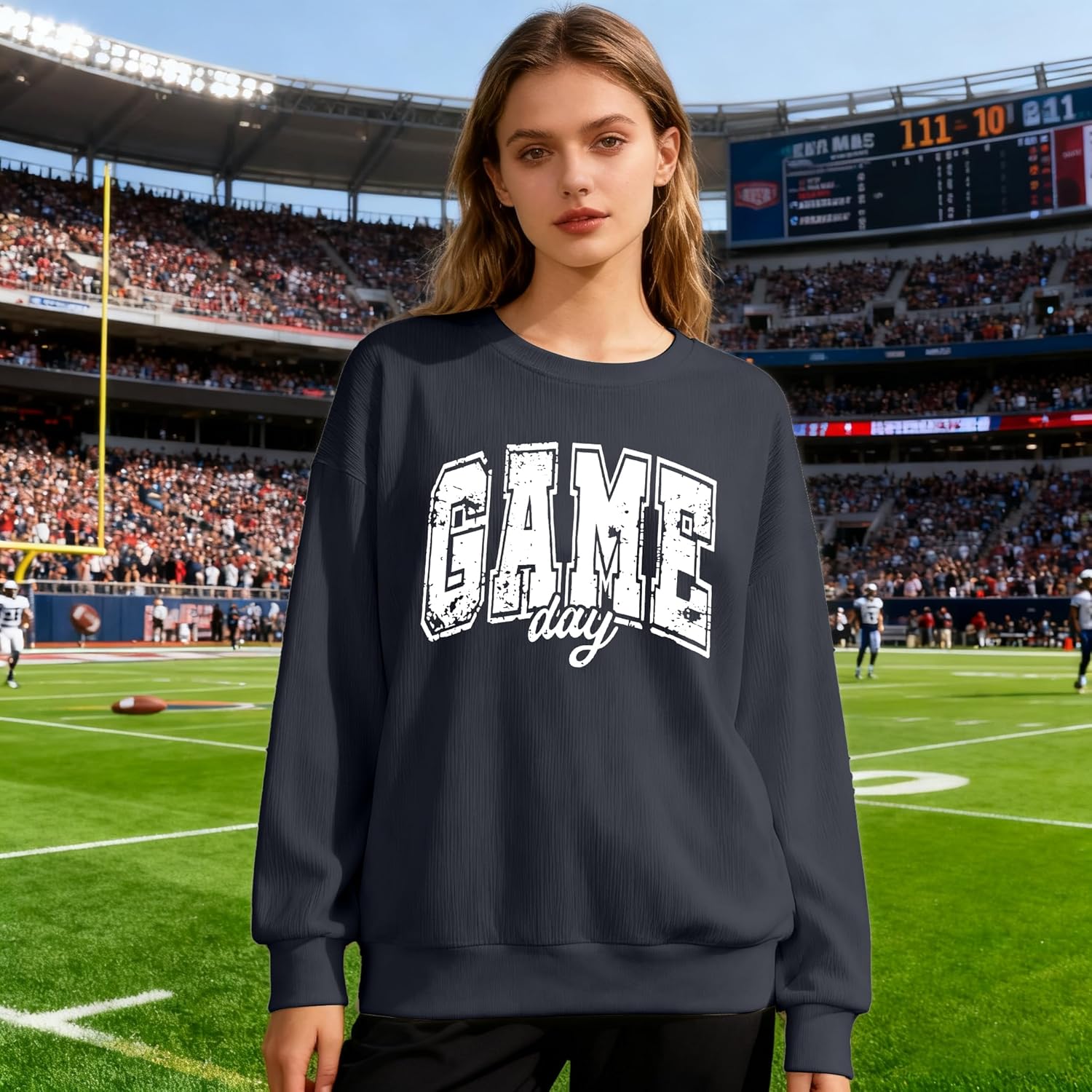 JINTING Game Day Sweatshirt Women Football Sweatshirts Sunday Funday Shirts Gameday Long Sleeve Shirt - Image 2