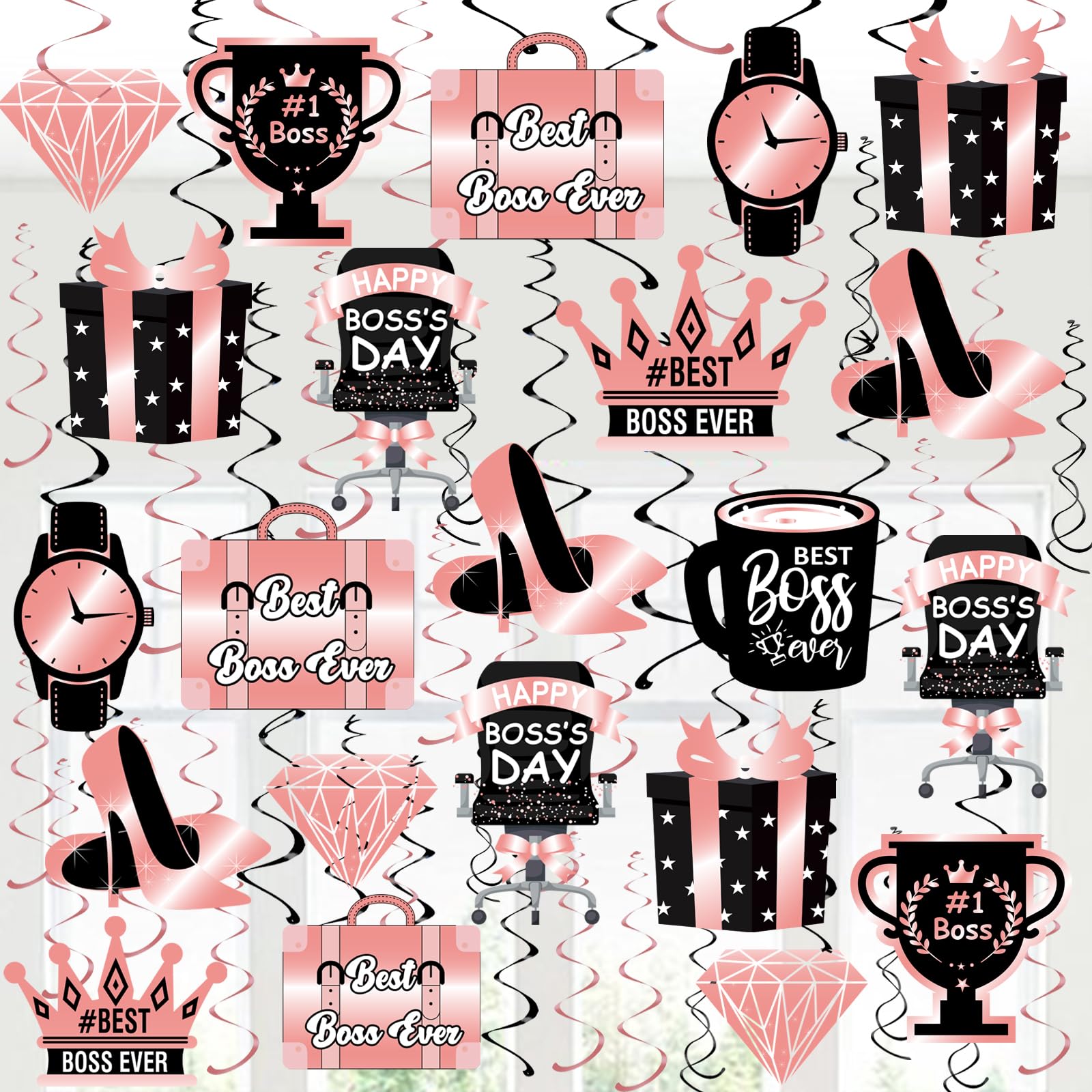 Happy Boss's Day Hanging Swirls Party Decorations, Boss Lady Women Hanging Ceiling Swirls Office Decoration Happy Boss Day Party Decorations