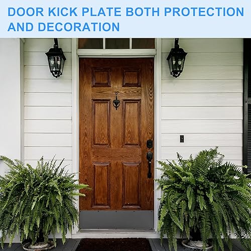 Miniatura 5 de uxcell Placa de puerta de 2 piezas, placa de aluminio de 8 x 30 pulgadas para puerta delantera exterior o puerta trasera, evita que la puerta patee,