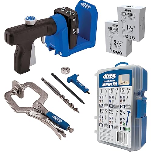 Kreg Pocket-Hole Jig 520PRO - Easy Clamping & Adjusting - 360° Rotating Handle - 260 Screws - For Materials 1/2" to 1 1/2" Thick - Holiday Home Improvement Gifts for Him