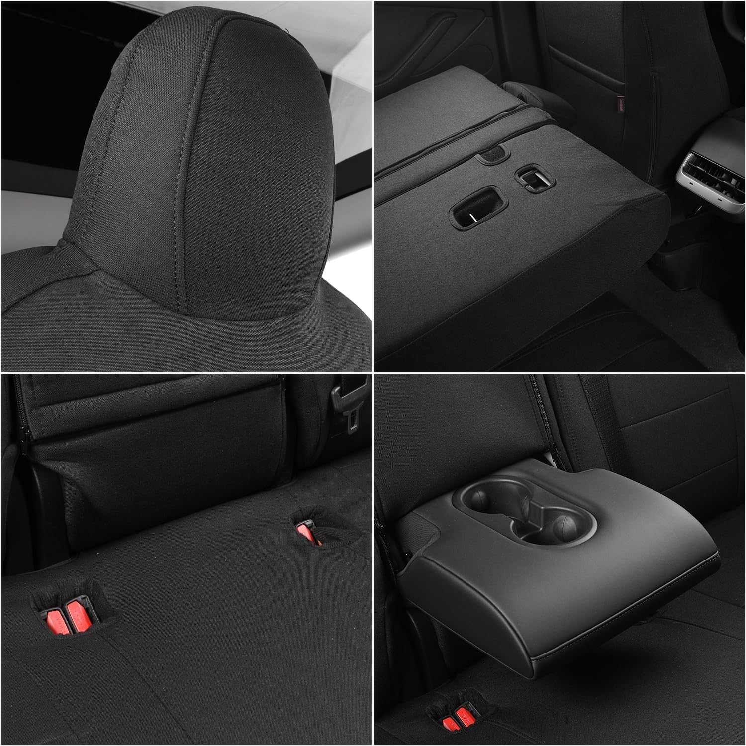 coverdream Model 3 Car Seat Covers Custom Fit for 2017-2022 2023 Tesla Model 3,Fully Covered,Airbag Compatible,Breathable Polyester Seat Protector(Full Set,Black)