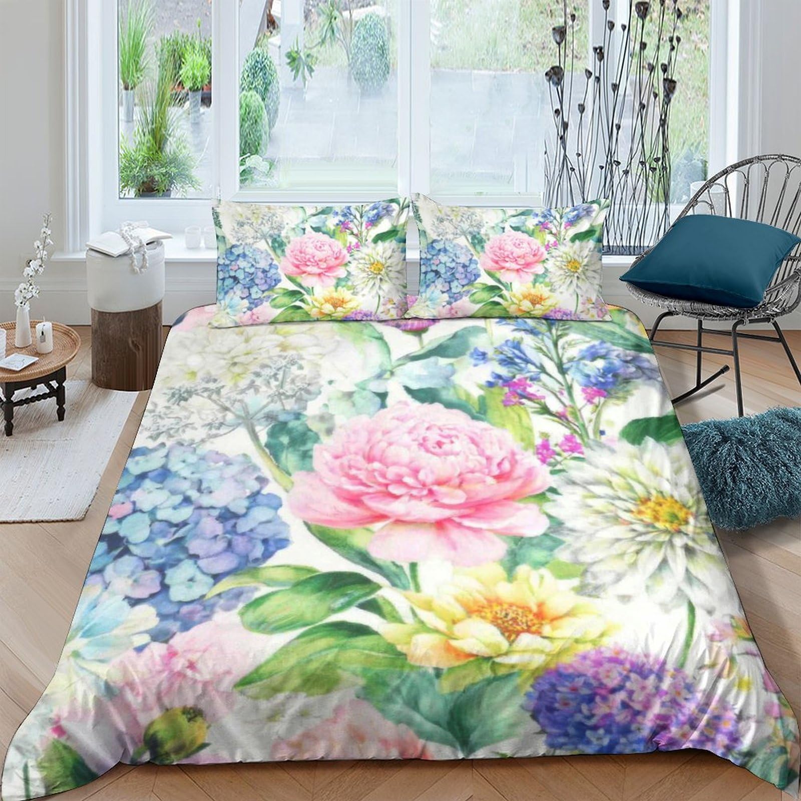 Ctjqhvkz Style-6 3D Printed Watercolor Floral Fitted Sheet Microfiber Soft Pastel Blossom Mattress Cover For Bedroom Guest Room Gift Single（135X200cm）