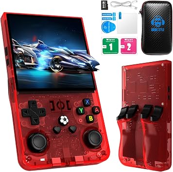 R36MAX Retro Handheld Game Console, 4.0-inch HD IPS Screen, 18000+ Classic Games, 64GB Storage Red 64GB