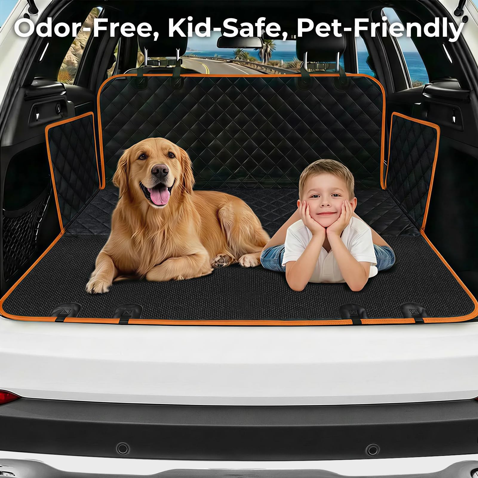 KITPLUS Dog Car Seat Cover for Pets Waterproof Seat Cover Hammock Nonslip Durable 600D Heavy Duty Scratch Proof Soft Back Seat Covers for Cars Trucks and SUVs, Black - image 7