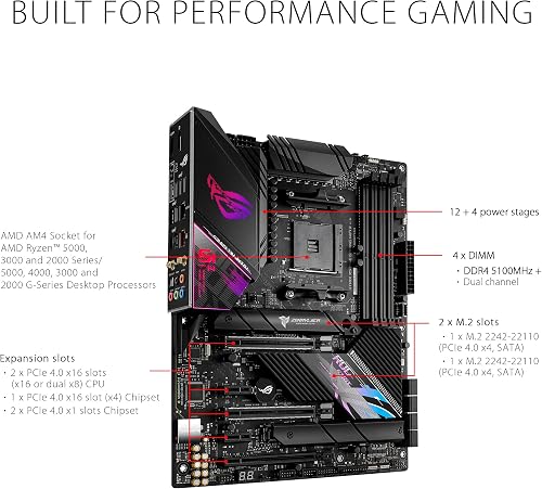 ASUS ROG Strix X570-E Gaming WiFi II AMD AM4 X570S ATX Gaming Carte mère (PCIe 4.0, dissipateur Thermique PCH Passif, 12 + 4 Niveaux d'alimentation, WiFi 6E, 2,5 Go LAN, USB 3.2 Gen 2 Type C et Aura - 3