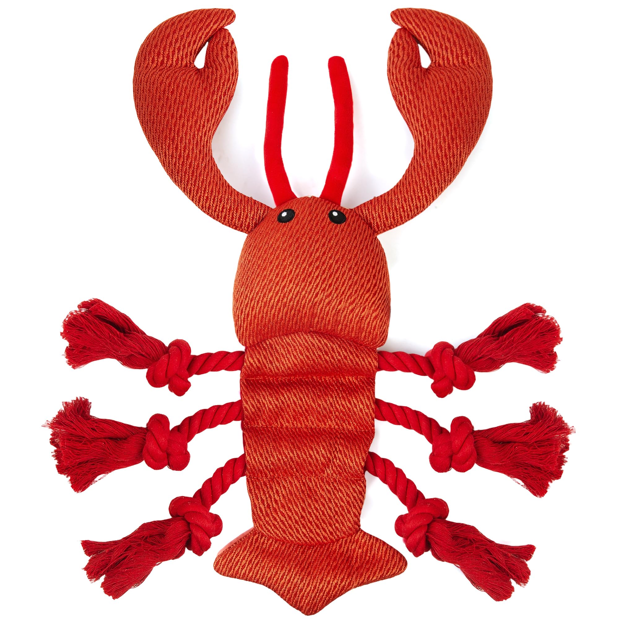 TwoEar Lobster Squeaky Dog Toys Plush Chew Toy with Tug Rope for Small Medium Large Dogs Interactive Stuffed