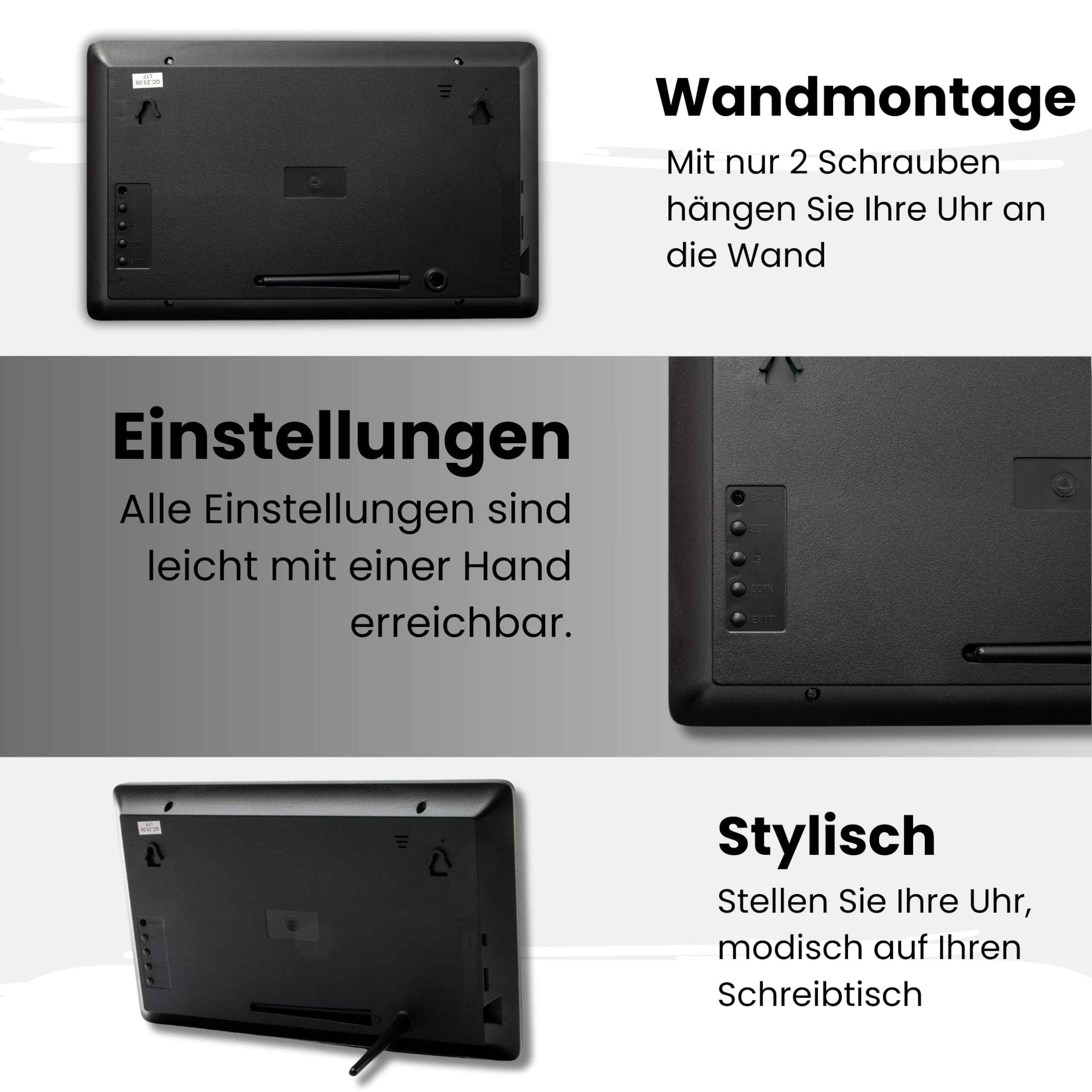 Wanduhr Digital Groß LED Uhr mit Kalender Digitaluhr mit Temperaturanzeige und Wecker Studiouhr für Gewerbe Cafés Kiosk Hallenuhr L (Grün)
