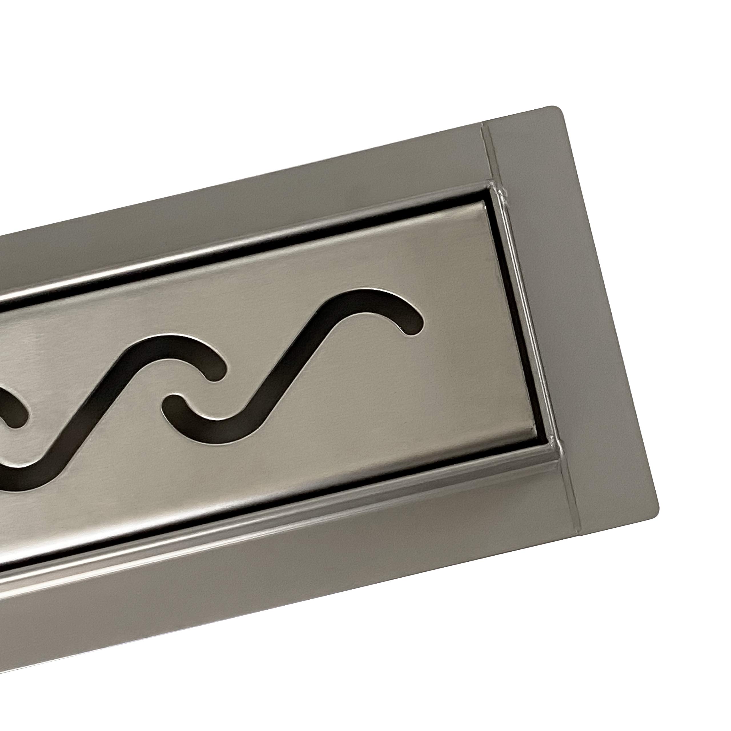 Caniveau de Douche Italienne en Acier Inox Siphon Sol d'Évacuation Rectangulaire 90 cm