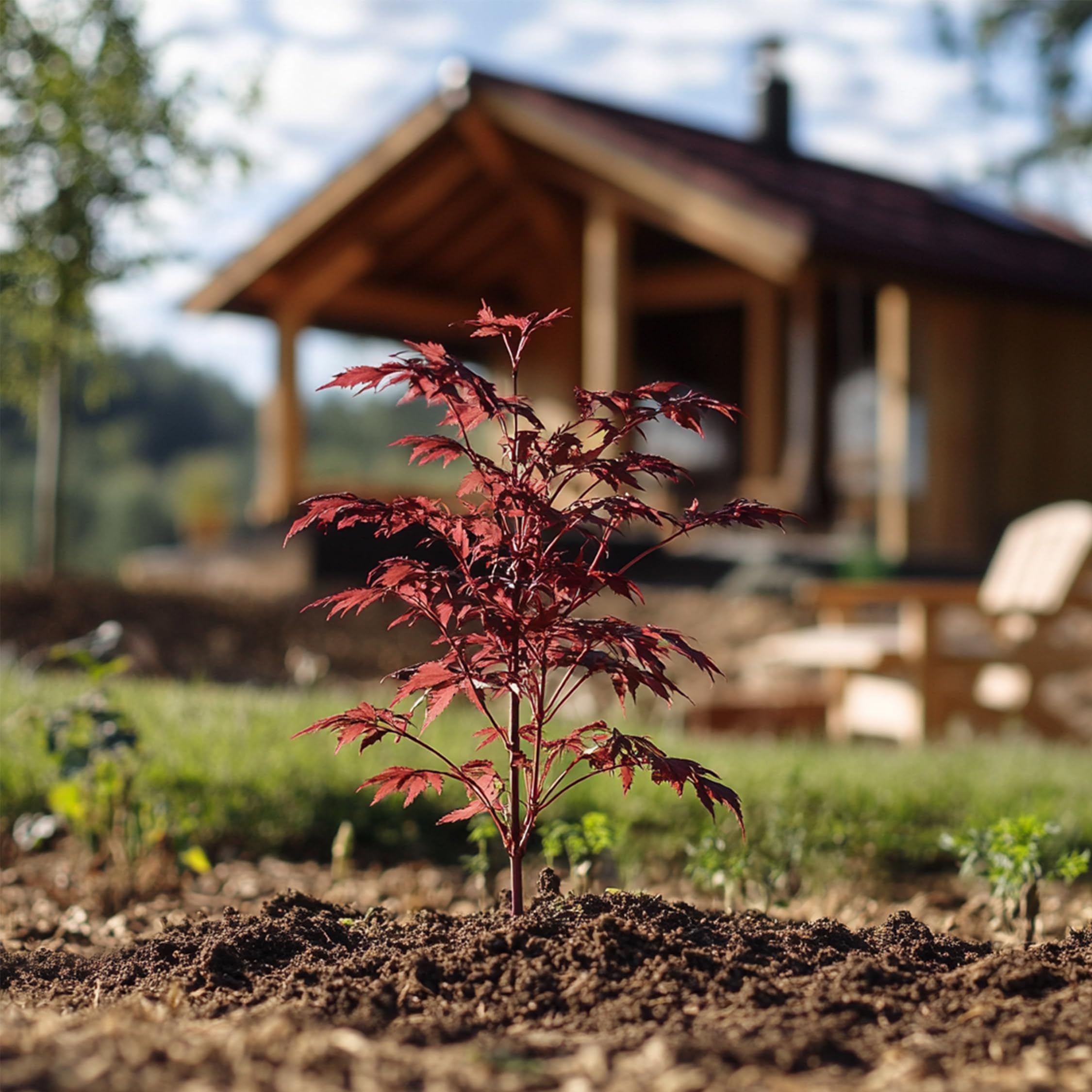 Plant in a Box - Arce japonés - Acer palmatum 'Atropurpureum' - Altura 25-40cm - Tamaño de la maceta 10,5cm - árbol - rojo