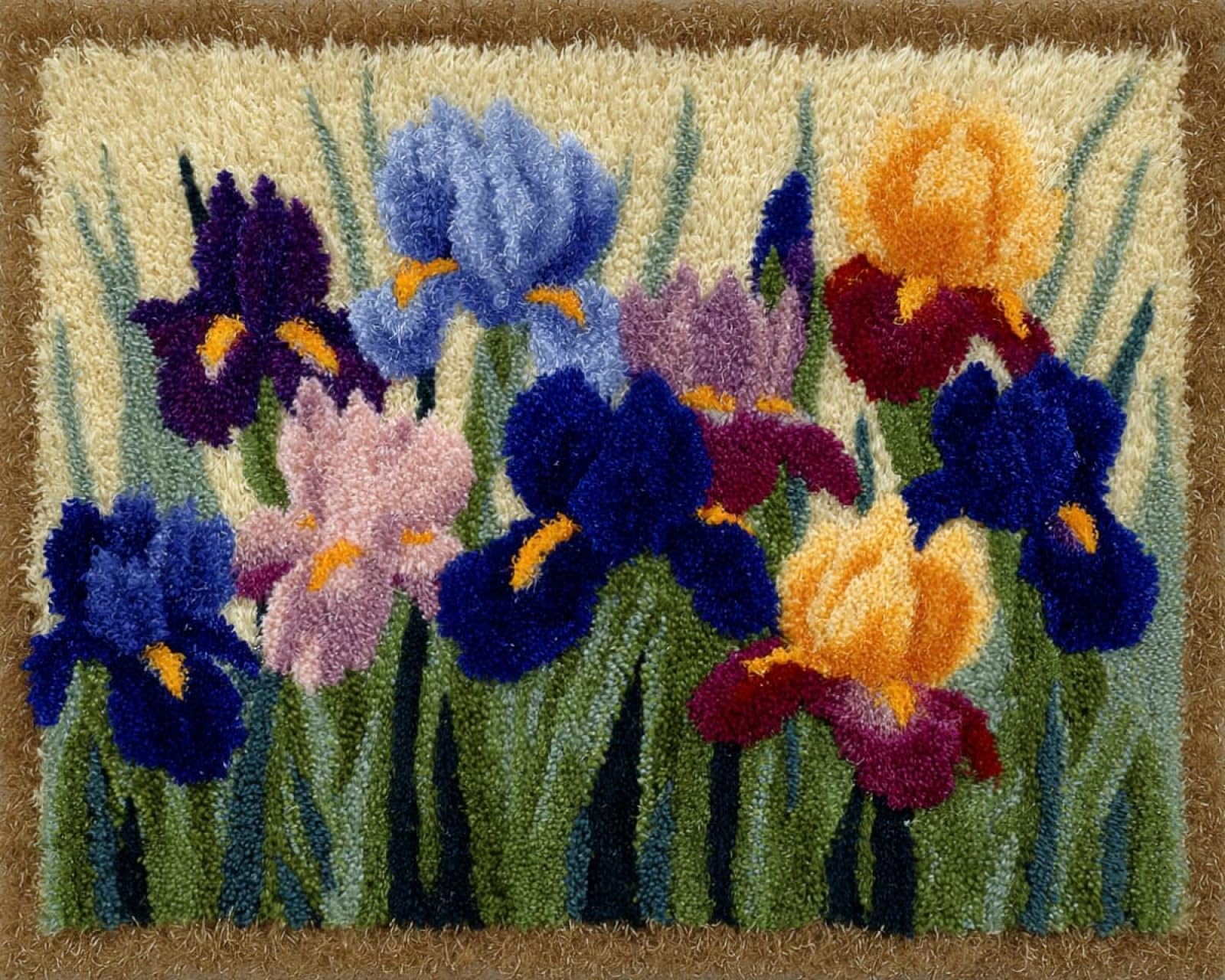 Wallphantom Rug Making Kit for Adults Beginners,iris,Latch Hook Cushion Kits,Carpet Embroidery Needlework Crocheting,Tapestry for Home Decoration,80x115cm