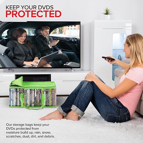 Miniatura 6 de Stock Your Home Bolsas de almacenamiento de DVD (juego de 4) bolsa organizadora de medios para DVD, CD, disco Blu Ray, estuches de películas, caja