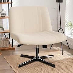 Yewuli Criss Cross Chair Vanity Chair Armless Cross Legged Office Chair Computer Swivel Chairs with No Wheels Height