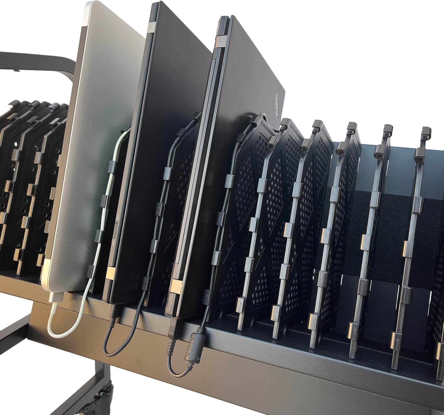 Workington 32-Device Mobile Open School Charging Cart Station for Ipads, Chromebooks, Tablets and Laptops Computer with Power Strip Included, Assembly Required, 1006 Black