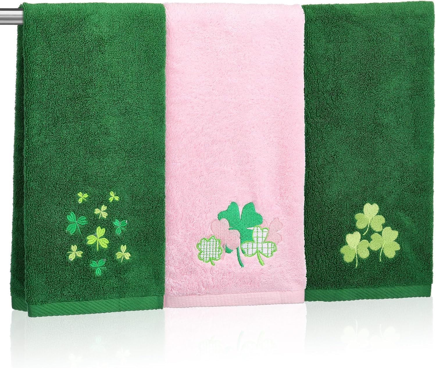 3 Pcs Pastel Ghost Halloween Hand Towels Embroidered Pink Green Purple Halloween Spooky Cotton Hand Bath Towels for Bathroom Kitchen Decor Gift, 29.5" x 13.8" (Shamrock,Pink, Green) Shamrock Pink, Green