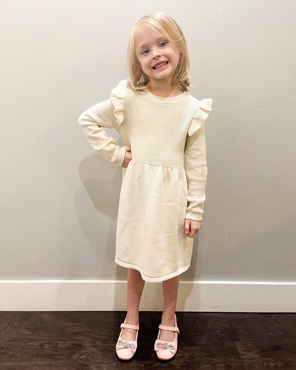 Stelle Girls Dress Shoes Flower Girls Wedding Party Low Heels with Bow for Toddler and Kids - Image 2