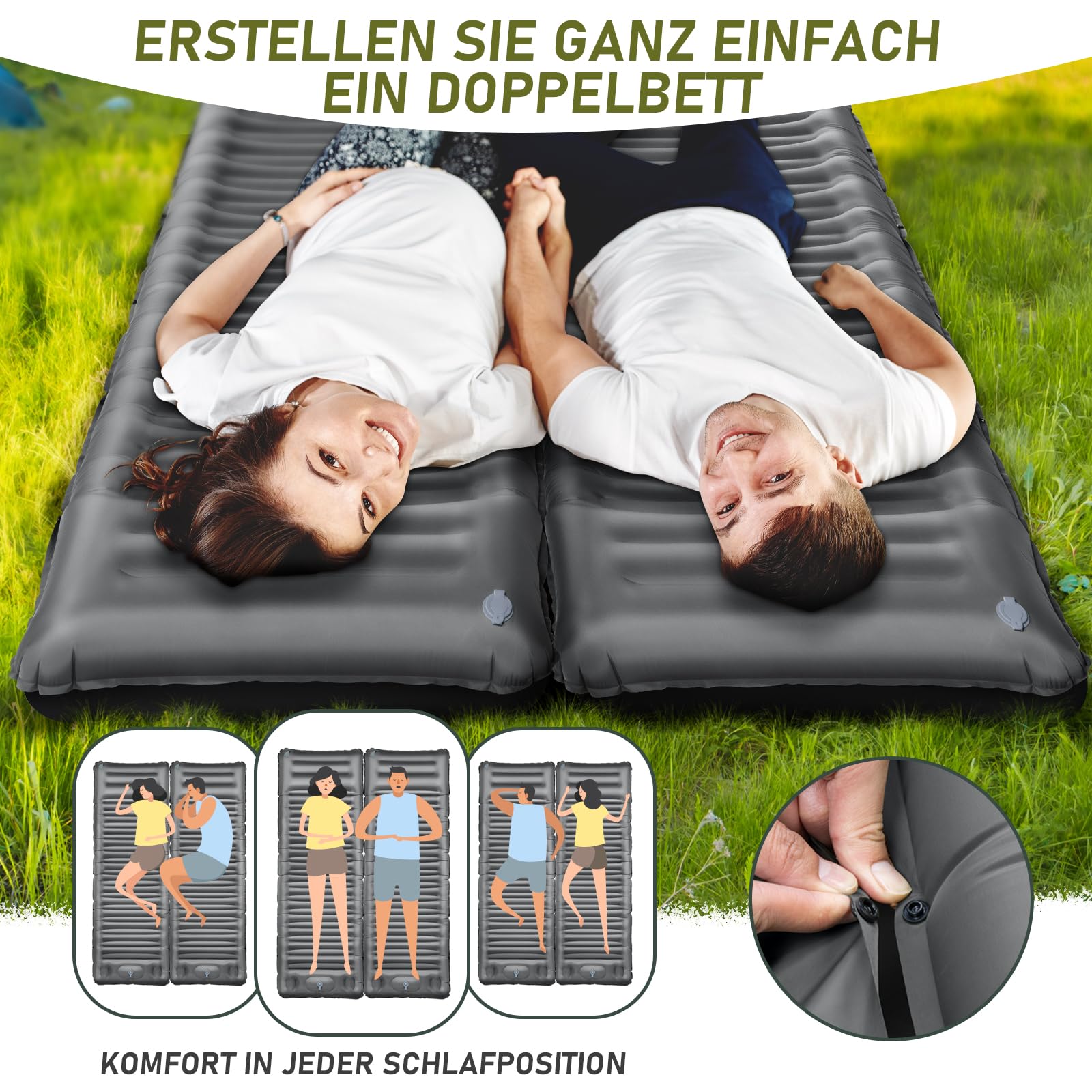 Isomatte Camping, 12CM Ultradicke Camping Luftmatratze mit Fußpumpe, Aufblasbare Matratze Kleines Packmaß, Ultraleichte Wasserdicht Outdoor Campingmatte Schlafmatte für Wandern, Zelt